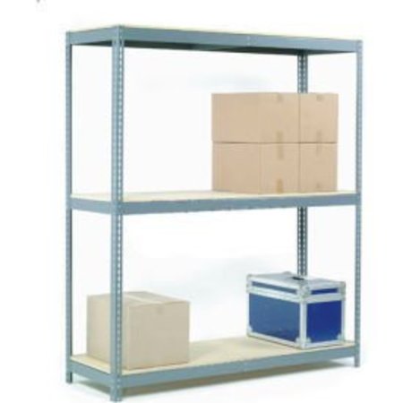 GLOBAL EQUIPMENT Wide Span Rack 96Wx36Dx84H, 3 Shelves Wood Deck 800 Lb Cap. Per Level, Gray 716713